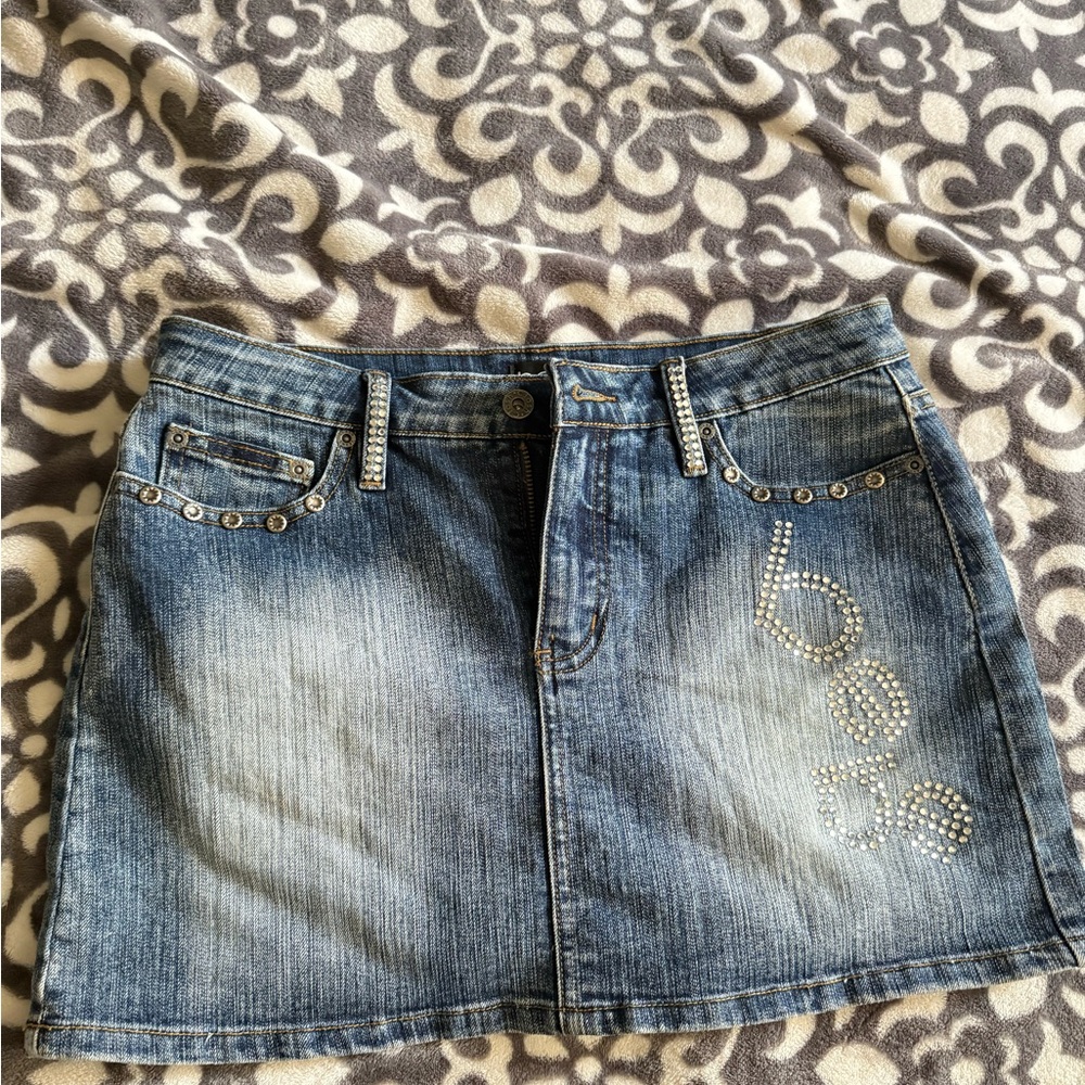 Bebe Blue Embellished Mini Skirt Casual
